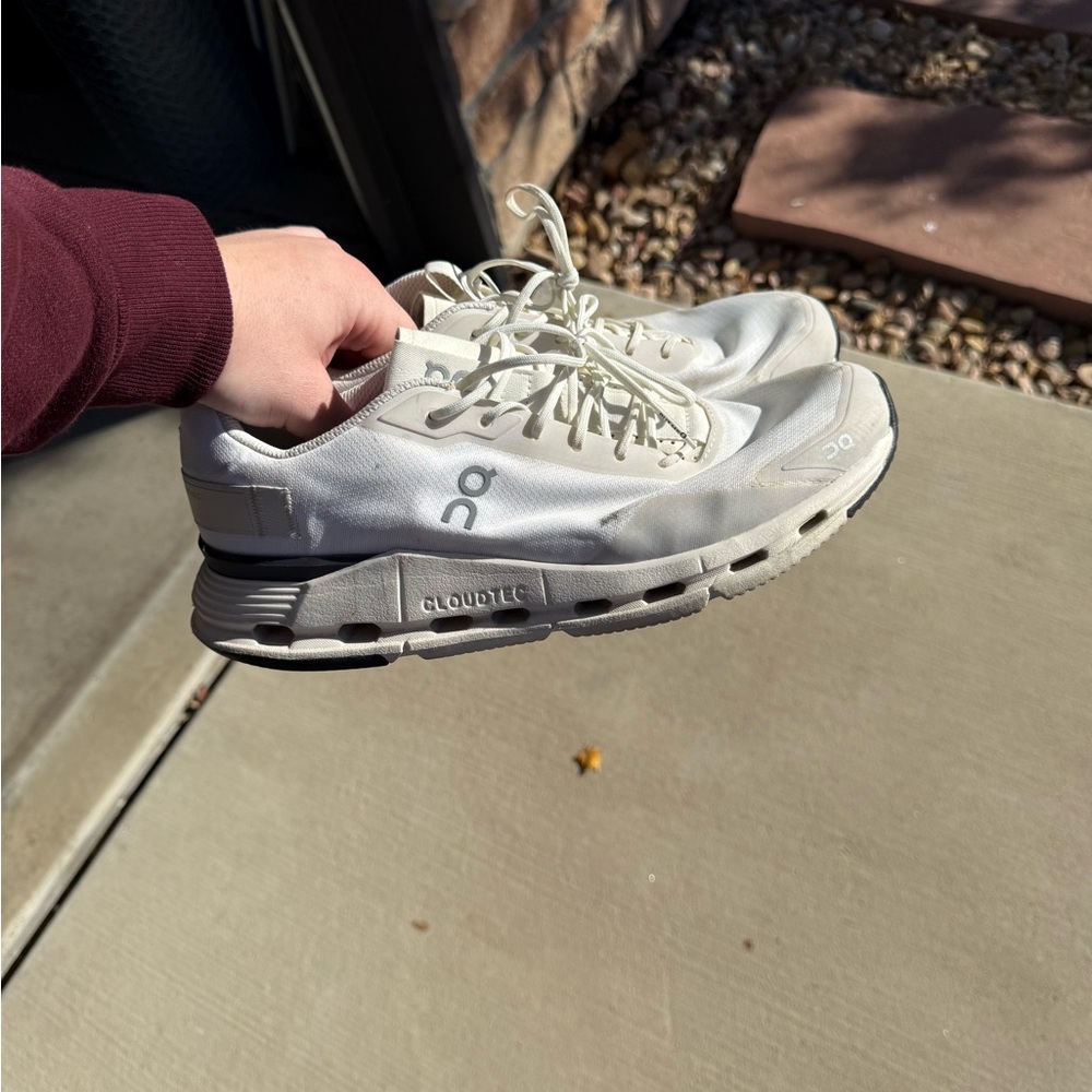 On Running Cloud White and Gray Sneakers